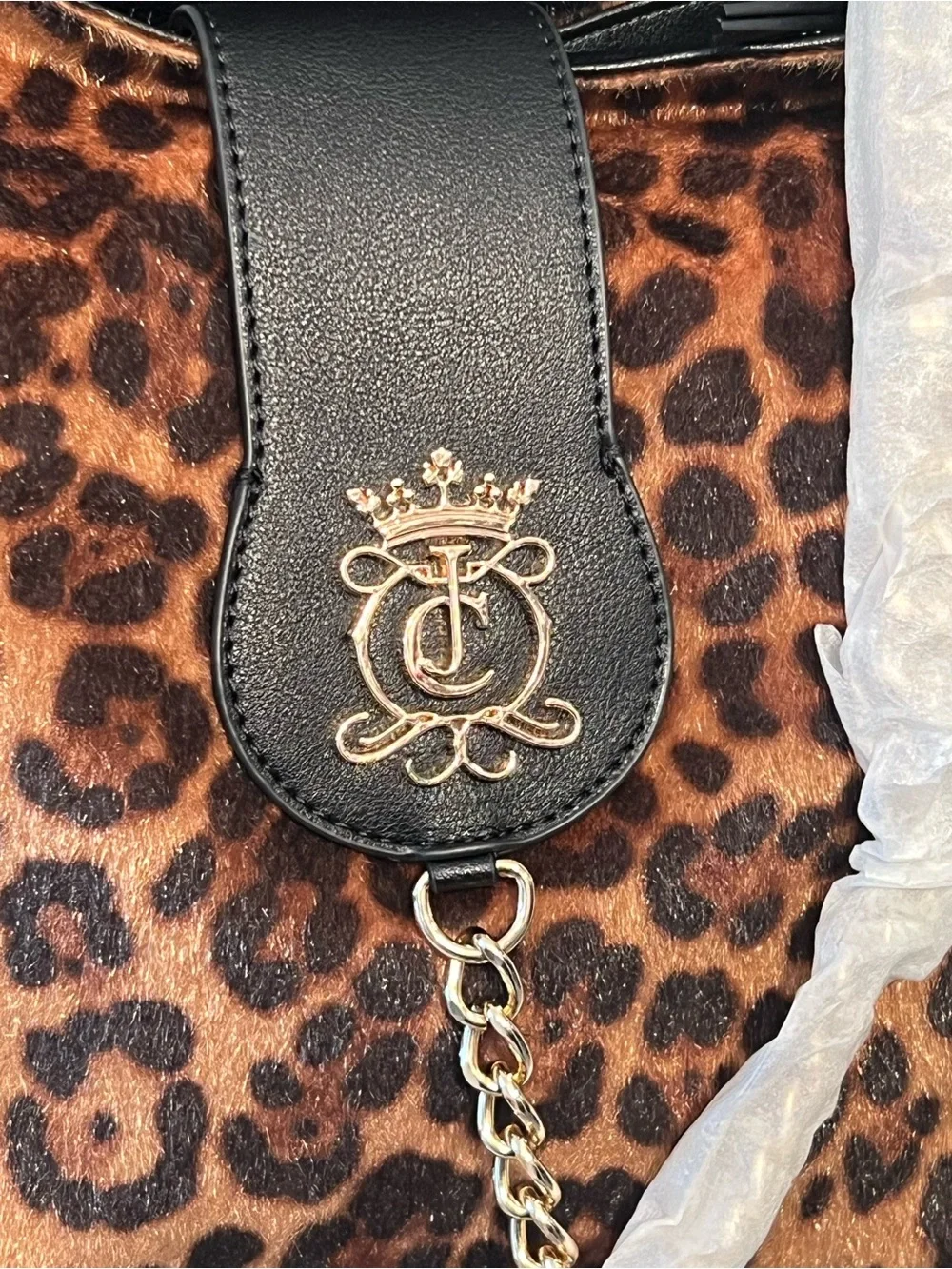 Juicy Couture, Leopard “Juicy Royal Crest” Large Hobo/Coho-NWT